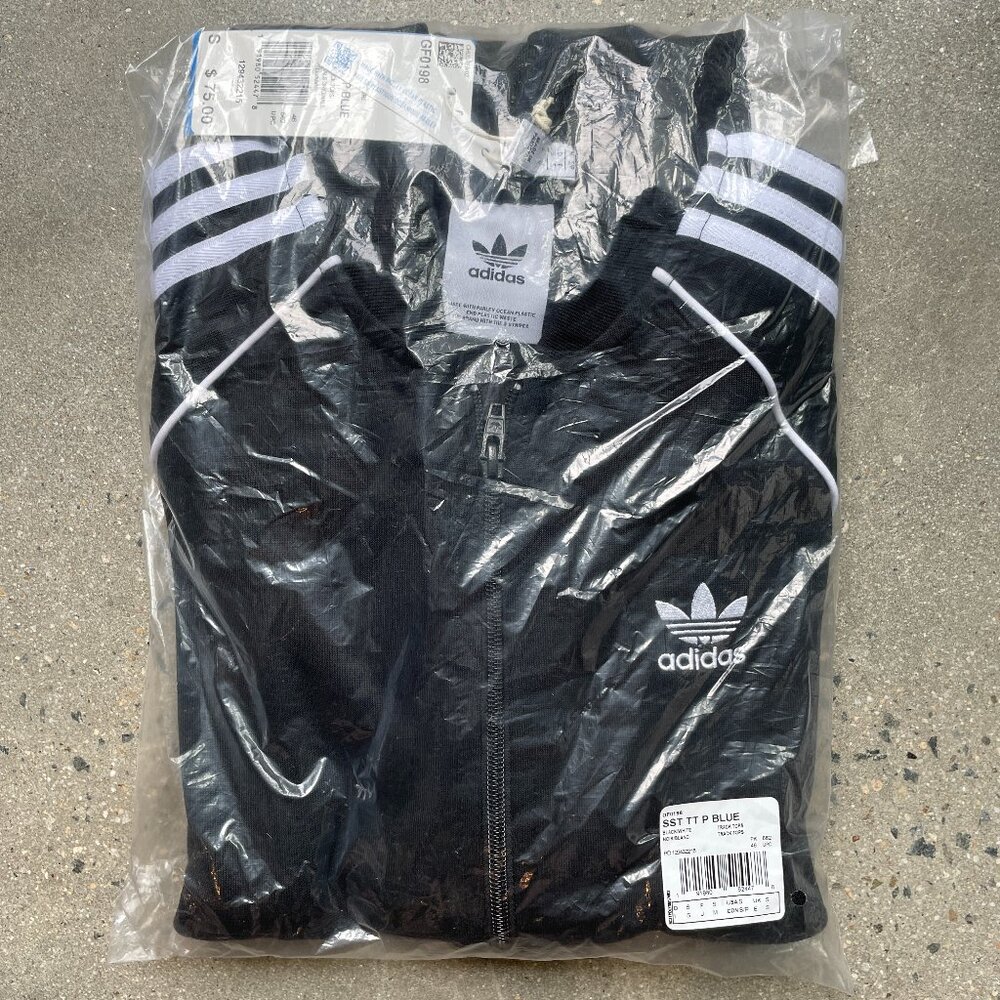 Adidas Originals BLACK Track Top Size S NWT MENS Slim SST TT P BLUE NEW 3Stripes